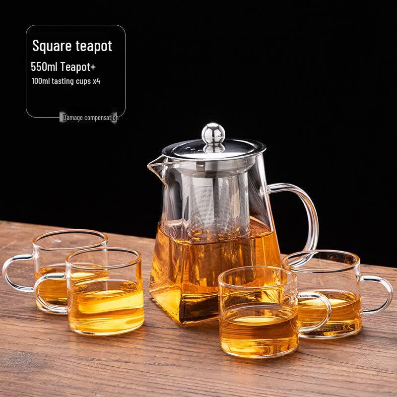 Thickened Glass Tea Infuser Pot with Filter