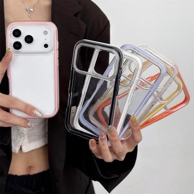 Two-in-One Protective Transparent Phone Case for iPhone 16/15 Pro Max - Pure Color Edge, Drop-Proof