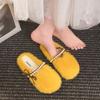 2025 French Large Size Flat Bottom Versatile Bag Head Half Slippers Femininity Slippers Fashion with Skirt Gentle Fluffy Shoes