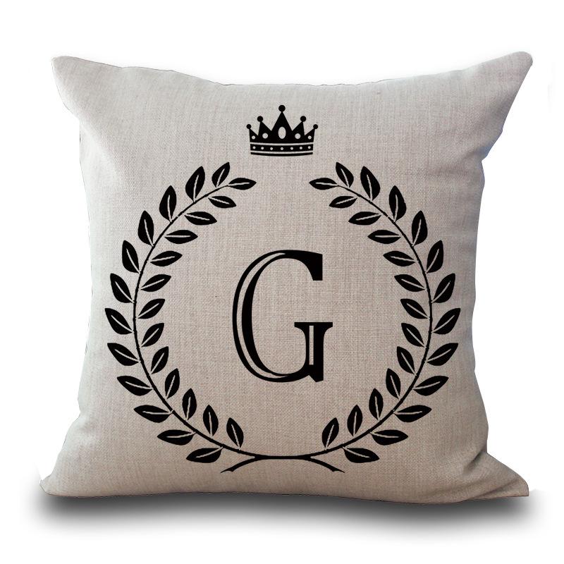 

Letter 26 Cotton Linen Cushion Cover Pillow Case Waist Throw Home Sofa 18 Decor G