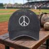 Skull Bone Peace Sign Washed Baseball Cap Unique Graphic Cotton Adjustable Casual Unisex Hat