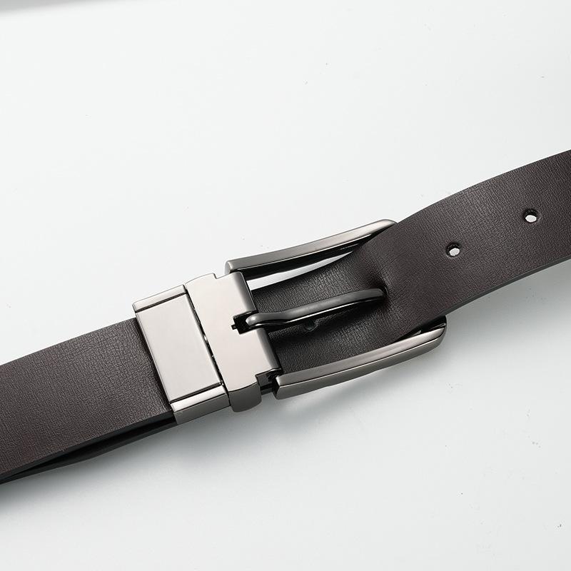Pin Buckle Belt Rotatable At The Tail Two-sided Trousers Belt Two-layer Cowhide Genuine Leather Youth