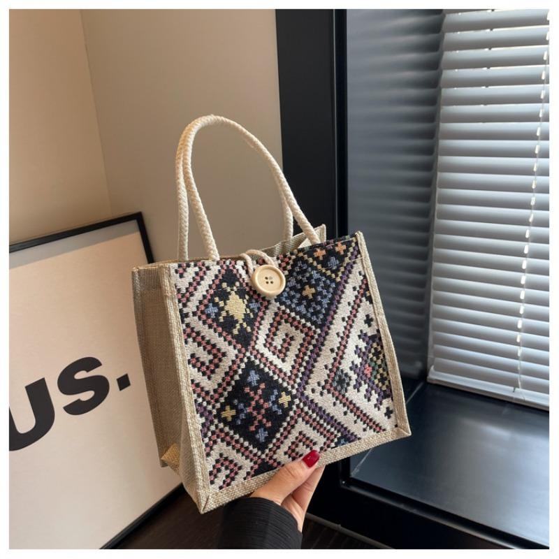 Bolsa de pano de vela nacional feminina verão moda portátil lancheira de linho bolsa bento