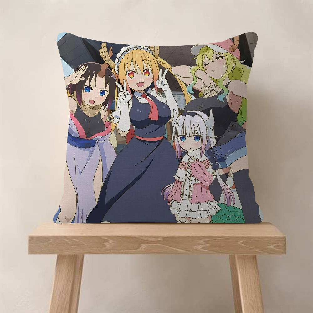 Anime Miss Kobayashis Dragon Maid Pillow Cushion Cover Pillowcase Living Room Sofa Home Decor Customized