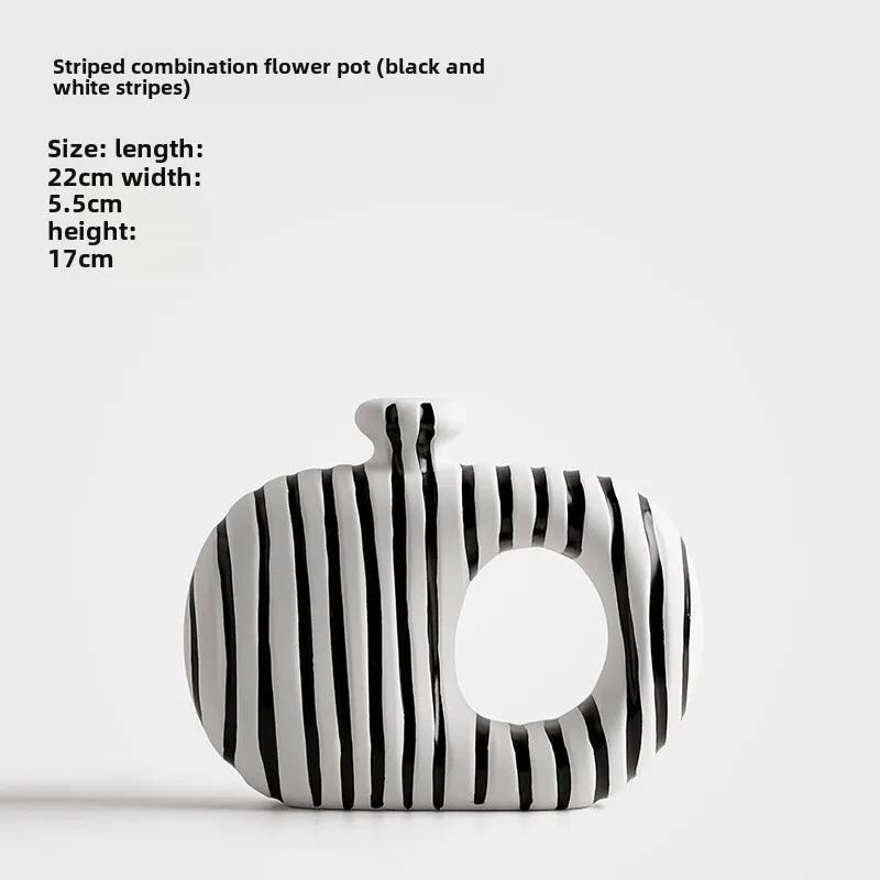 

Черно-белые полосы Керамическая ваза Фарфор Гидропоника Посуда Украшение стола Цветочная композиция Цветочная комната Эстетический декор