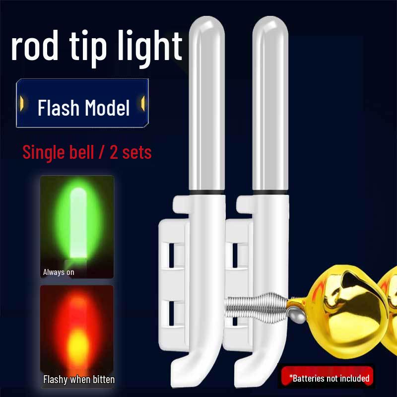 Night Fishing LED Rod Tip Light with Copper Bell - Sea Rod Alarm and Glow Sensor