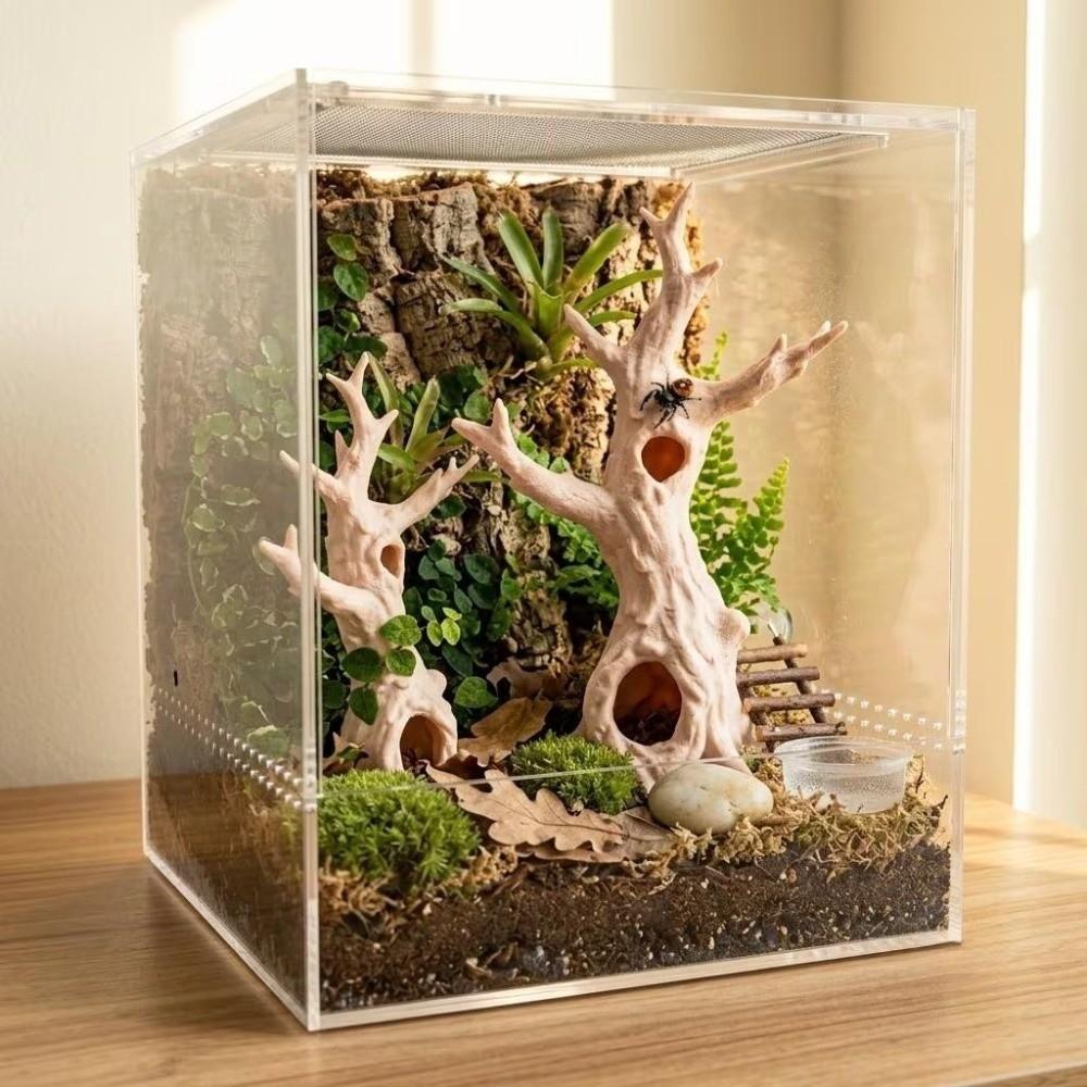 2pcs 3D Printed Reptile Cave Hollow Out Aquarium Decorations Jumping Spiders Climb Trees  Tara Crab
