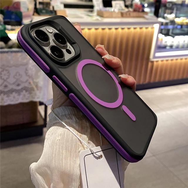 For iPhone 17 Pro Max For Magsafe Matte Bicolor Frame Phone Case For iPhone 17 16 12 13 14 15 Pro Max Protective Magnetic Cover