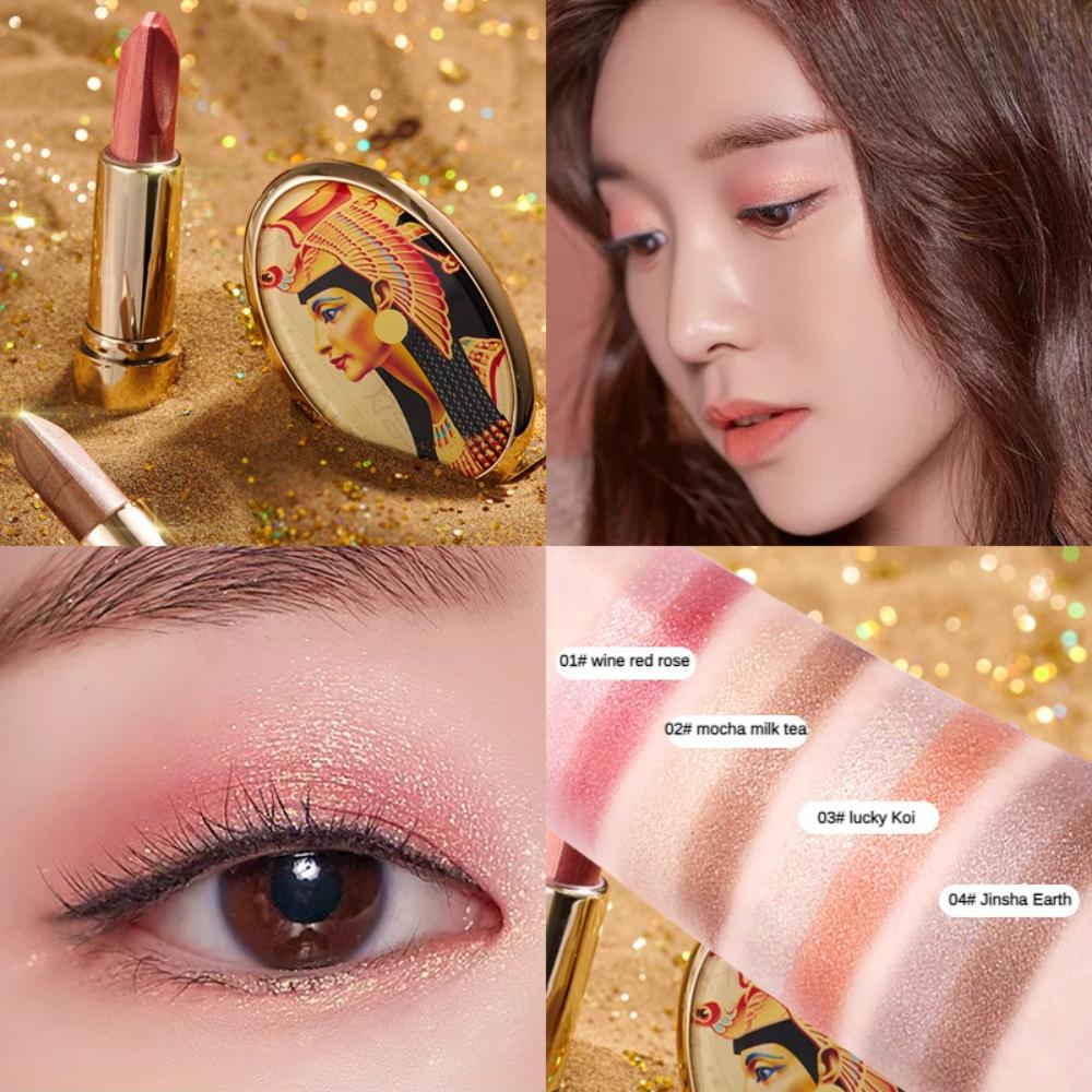 Verlaufender Zweifarben-Lidschattenstift, Ein-Klick-Lidschatten, Perlglänzende Erdfarbe, Nicht leicht abzutragen, Aufhellend