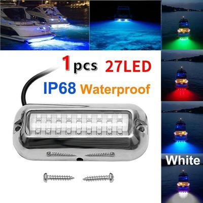 27LED Underwater Light Stainless Steel Underwater Pontoon 10-30V Marine Navigation Light IP68 Waterproof Yacht Boat Accessories