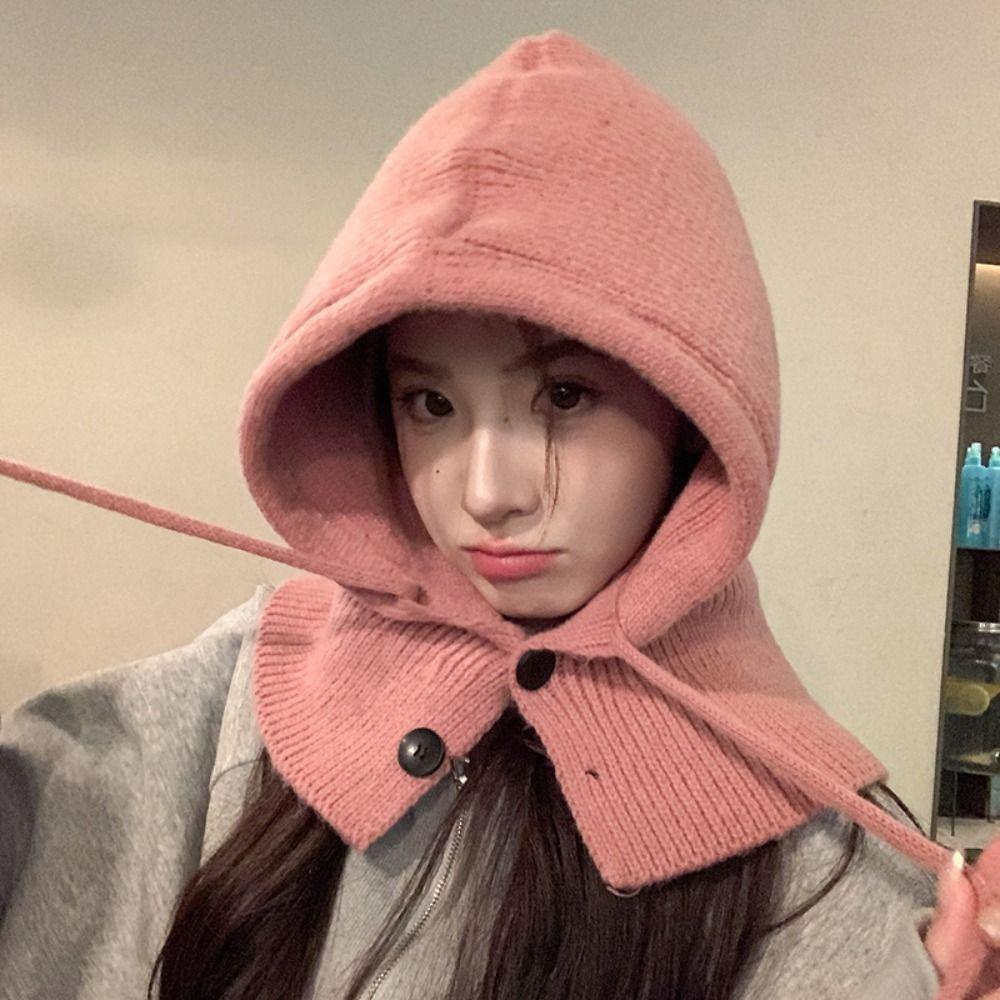 Scarves Balaclava Hat Pullover Hat Knitted Scarf Creative Ear Protection Hat Female/Girls