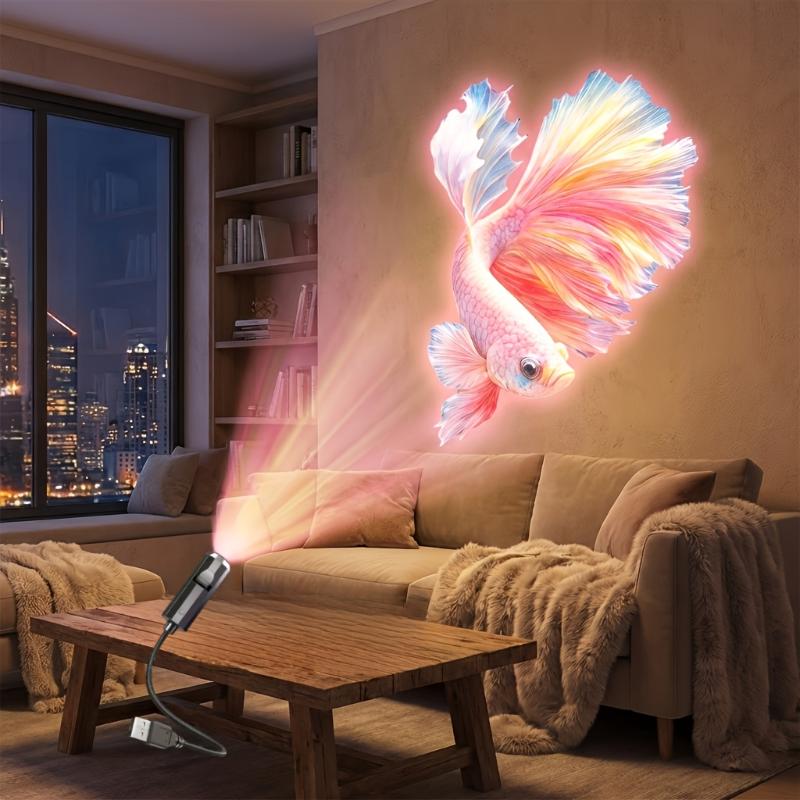 Led Usb Projector Light Ocean Projection Lamp With 8Pcs Marine Life Light Panels Ceiling Decorative Night Light