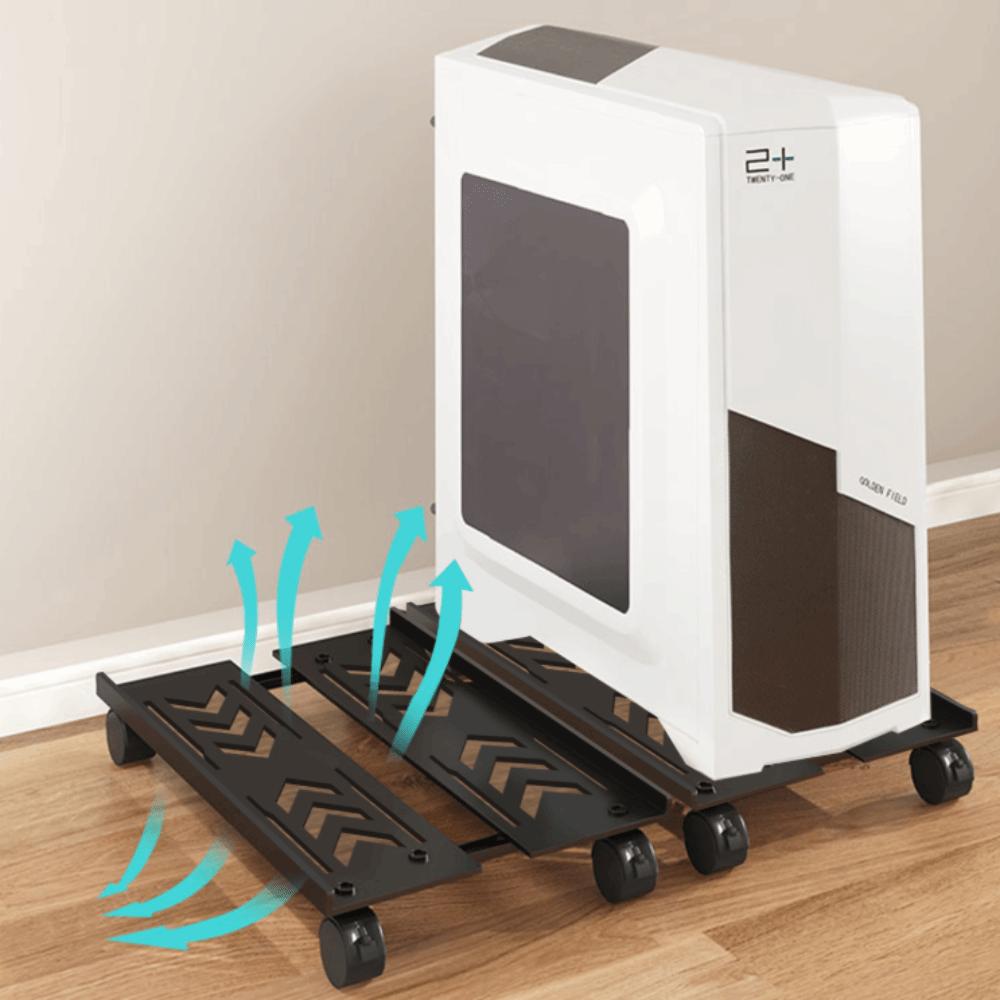 4 Caster Wheels Computer Tower Stand 7.87-10.43in Adjustable PC Tower Stand  For Students