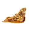 Metall Diya Pappelblattform mit Ganesha-Figur, Gold, 4,25 x 3,75 x 2,5 Zoll, 1 Stück