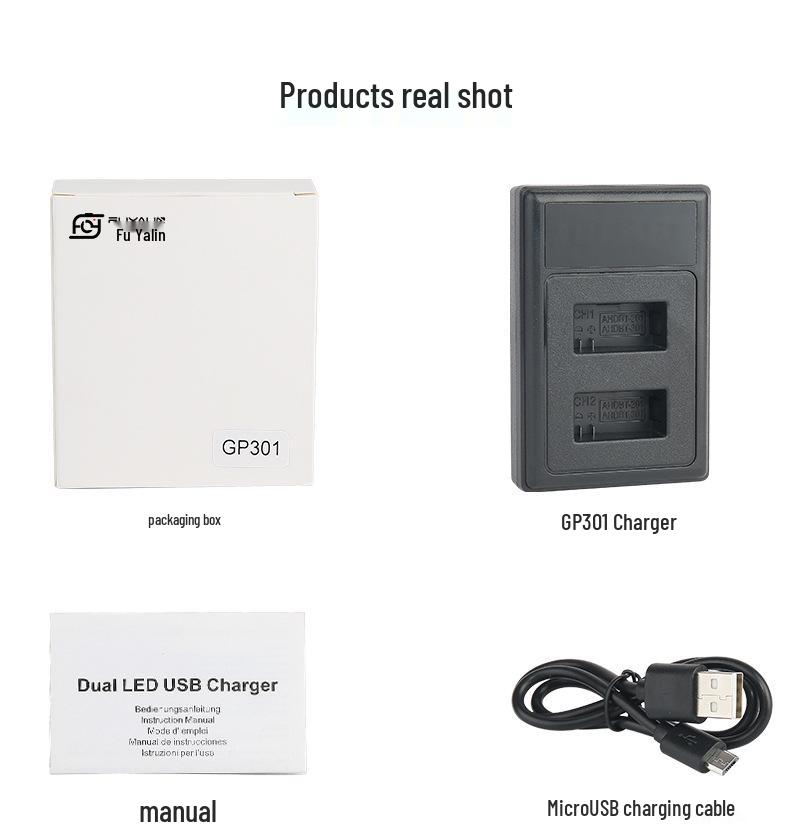 GP301 Dual Charger for GoPro AHDBT-301/201 Hero3 Batteries - Camera Accessories.