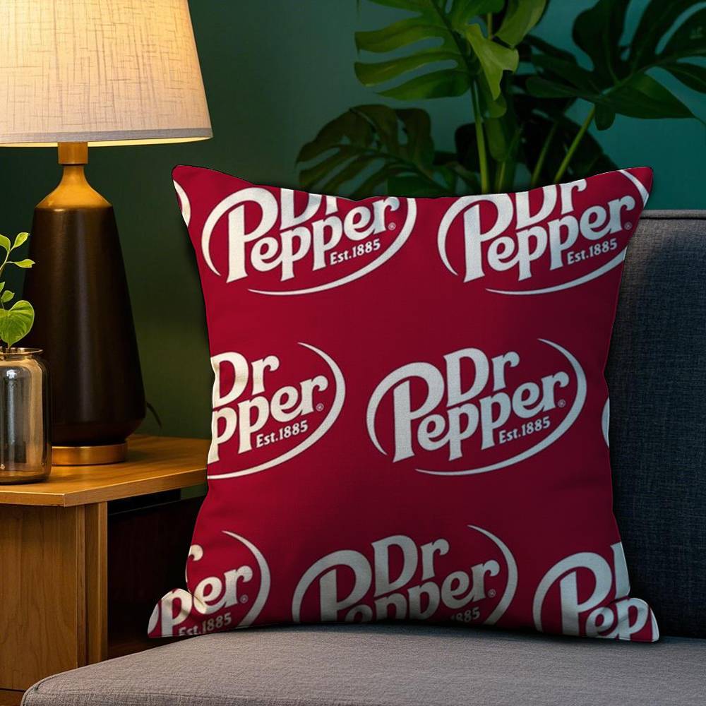 Cherry Drink D-Dr-P-Pepper Pillow Case Plush Fabric Soft Double Sided Print Home Sofa High Quality Cushion Cover Throw