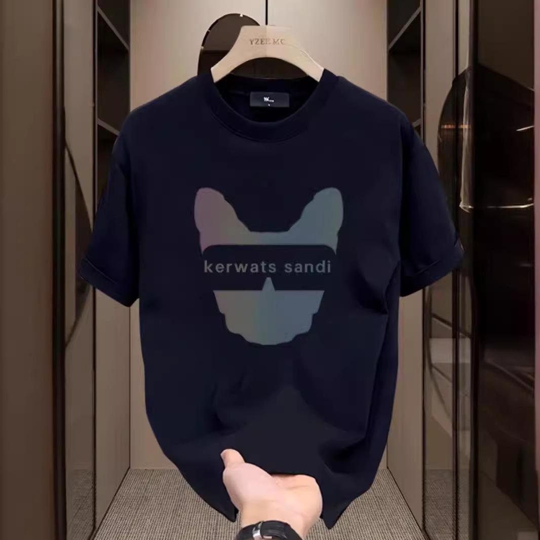 

European Summer Men s Trendy Printed Round Neck Short Sleeve Loose T-shirt XL чорний