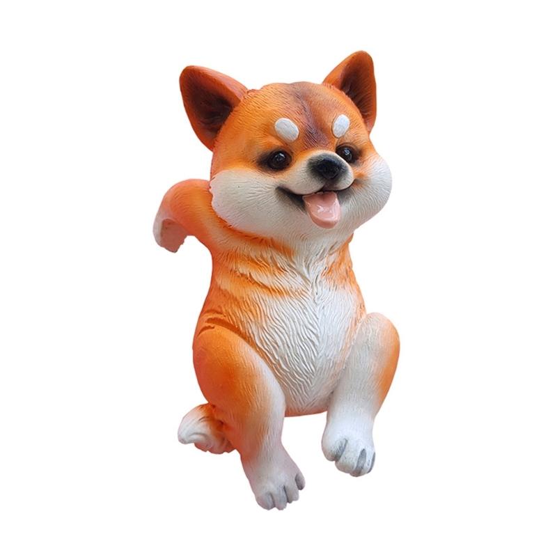 Mini Dog Statue Miniature Dogs Figurine Plant Pot Hanger,Climbings Dog Sculpture Garden Decors for Bonsais Ornament