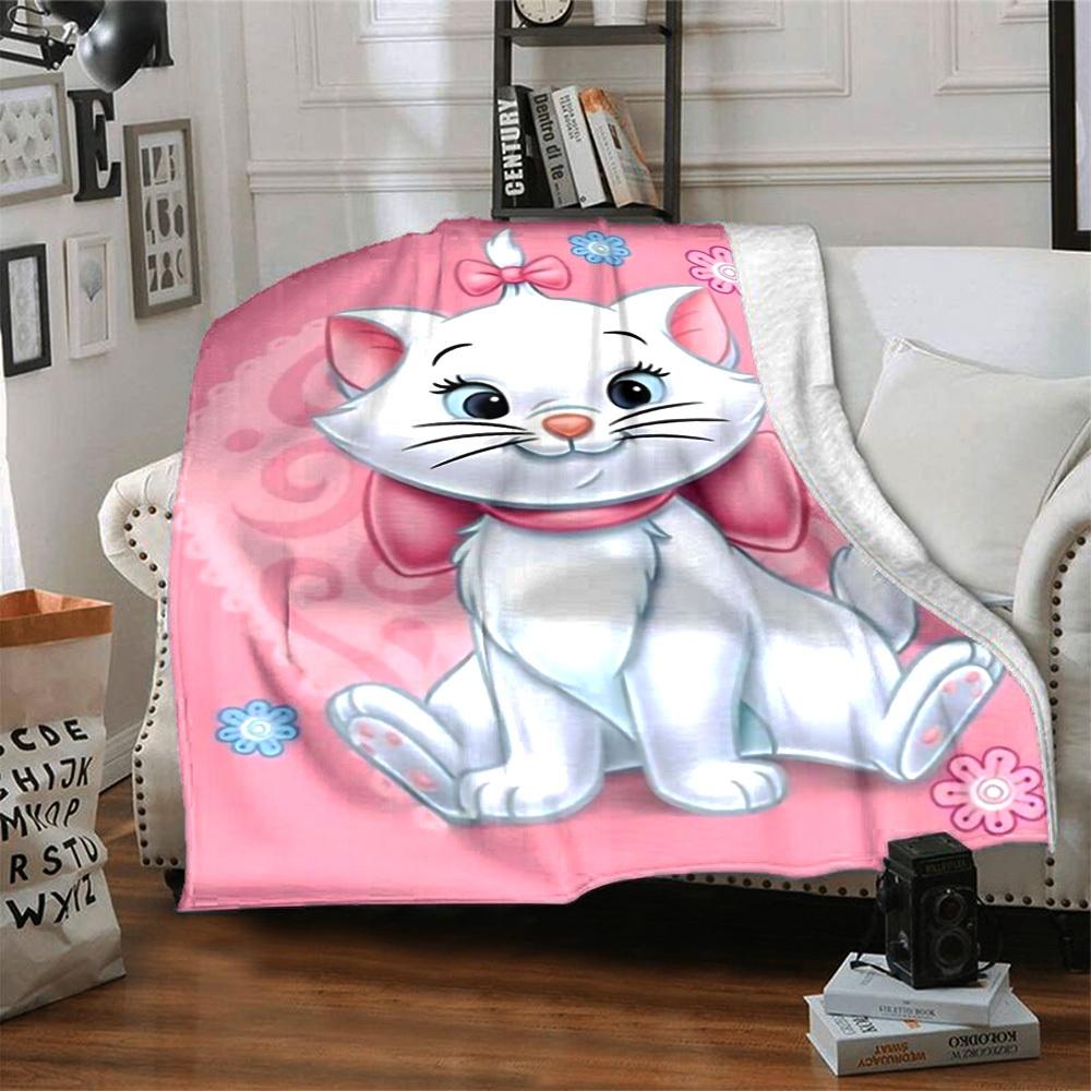 1pc cat flowers blanket Lightweight Flannel Throw for Sofa Bed Travel Camping Livingroom Office Couch Chair