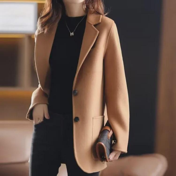 

New 2025 Korean Women Slim Woolen Coat Autumn Winter Trend Fashion 3XL