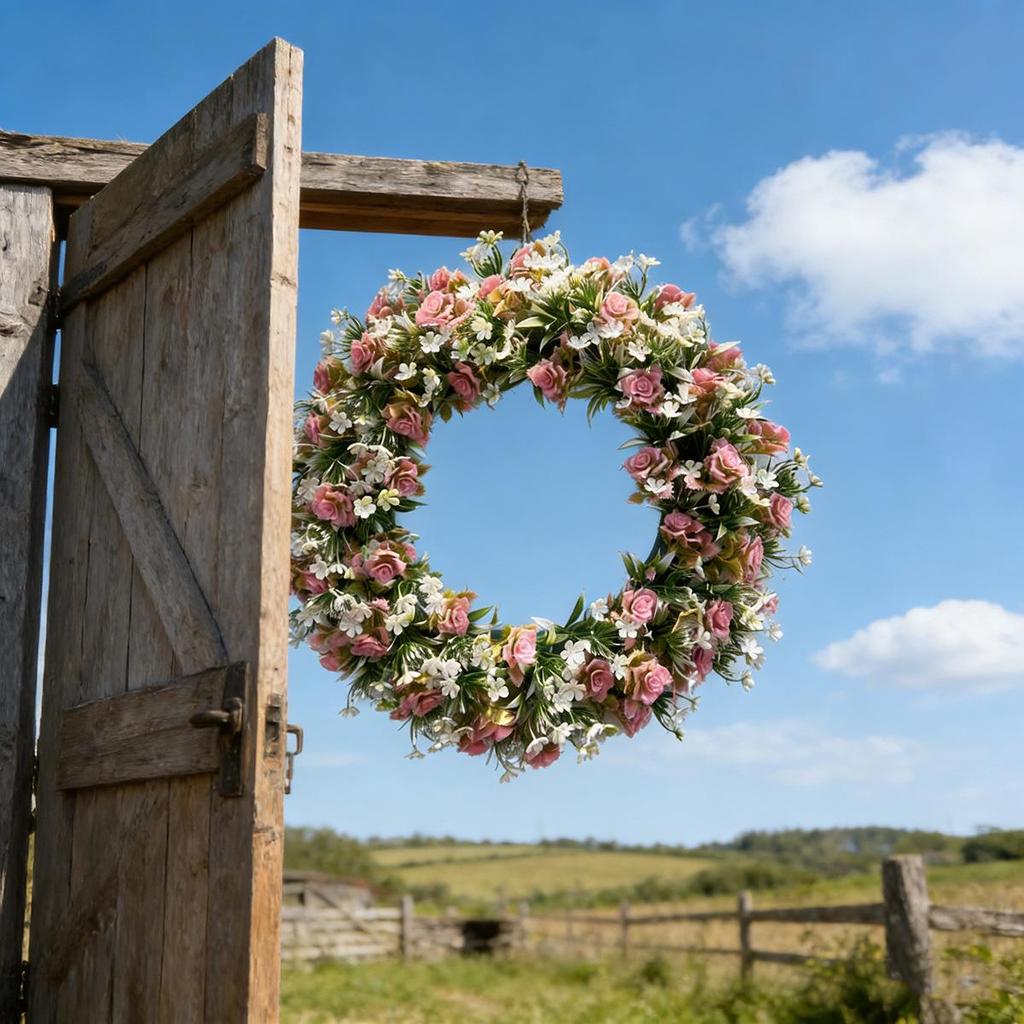 Spring & Summer Texas Wildflower Wreath for Front Door and Courtyard Decoration