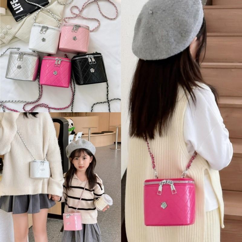 Girls Trendy Quilted Chain Crossbody Bag Lightweight Versatile Childfriendly Pure Color Small Purse For Use Everyday