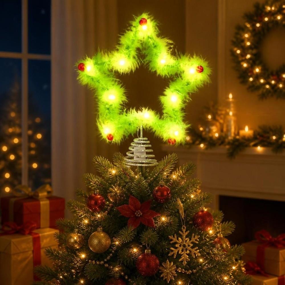 Creative Design Plush Star Decoration Furry Christmas Tree Decorations Home Decor
