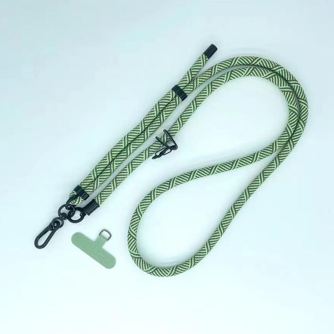 

8mm Thick Phone Lanyard Crossbody Adjustable Strap Twill Pattern with Tether Tab,Total Length: 120cm Green