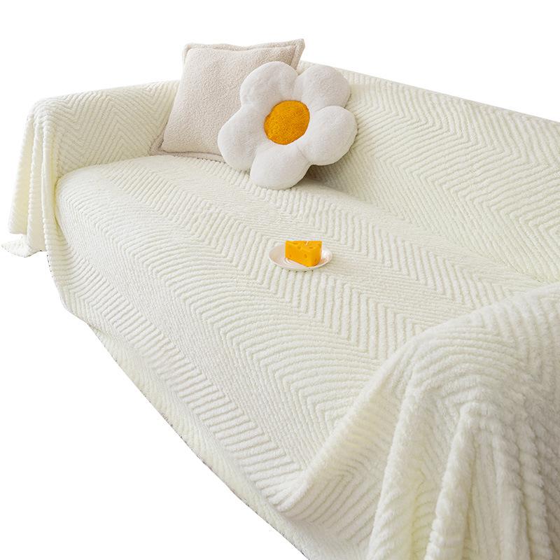 Simple Style Large Herringbone Plush Sofa Towel Universal Living Room Universal Cover Cover