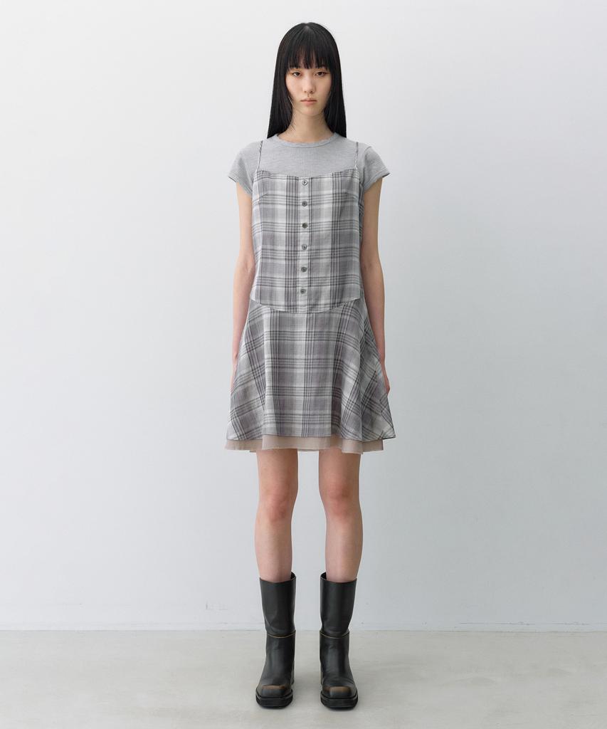 Insilence Woman Check Mini Dress Grey