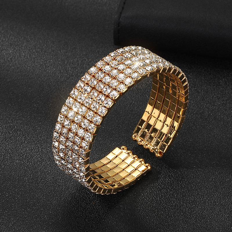 Bridal bracelet gold and silver full diamond bracelet exaggerated crystal rhinestone bracelet elastic bracelet women