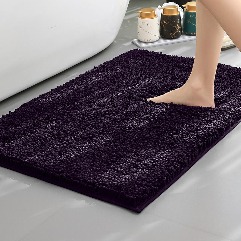 Chenier Thickened Solid Color Bathroom Floor Mat, Bathroom Non-Slip Foot Mat, Household Bathroom Door Absorbent Dirt-Resistant Carpet