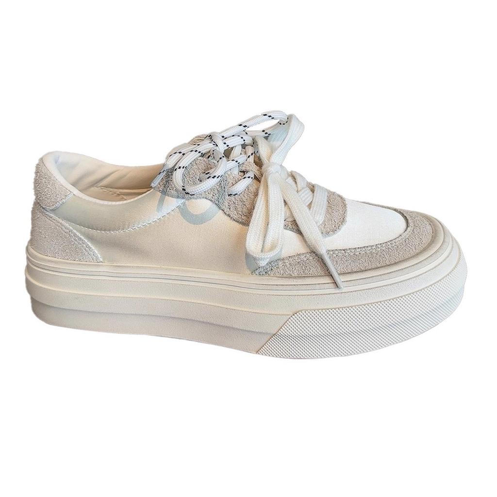Platform Muffin Little White Shoes Women's 2025 Summer New Fashion Versatile Comfortable Sports Leisure Lightweight Lace-up Board Shoes