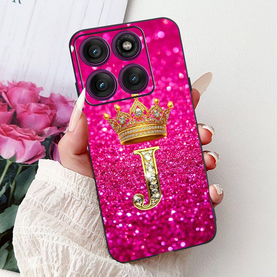For Motorola Edge 60 Pro Case 2025 Luxury Crown Letters Soft Silicone Black Phone Cover For Moto Edge 60 Fusion 60s Edge60 Funda