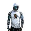 Men's Casual Hooded Long Sleeve Raglan Color-Block Sun Top with Halloween Print (Without Glasses)