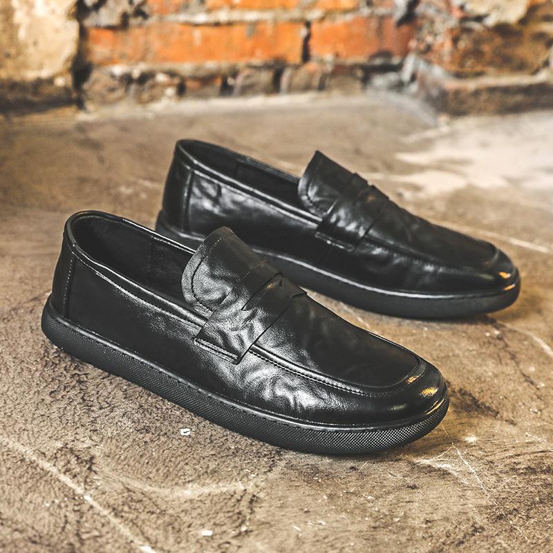 

Кожаные туфли мужские весенние однопедальные ленивые туфли Doudou дышащие мокасины деловые повседневные туфли 7982-J 44 чёрный