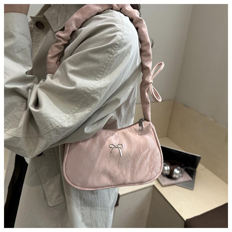 Korean Style Ruched High Aesthetic Armpit Bag for Women, Retro Single Shoulder Handbag, Personalized Handheld Purse