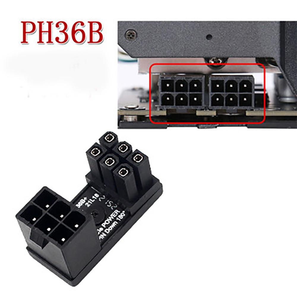 Graphics Card Power Supply Adapter Elbow 180°, GPU PSU Steering Connector PCI-E 6Pin 8Pin Rotating Wiring Artifact Solution
