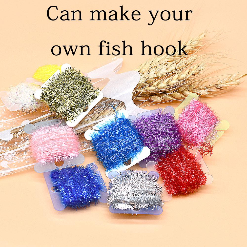MNFT 10 Colors Fly Fishing Tinsel Chenille Crystal Flash Line Rig Bait Making Assorted Fly Tying Streamer Flies Material