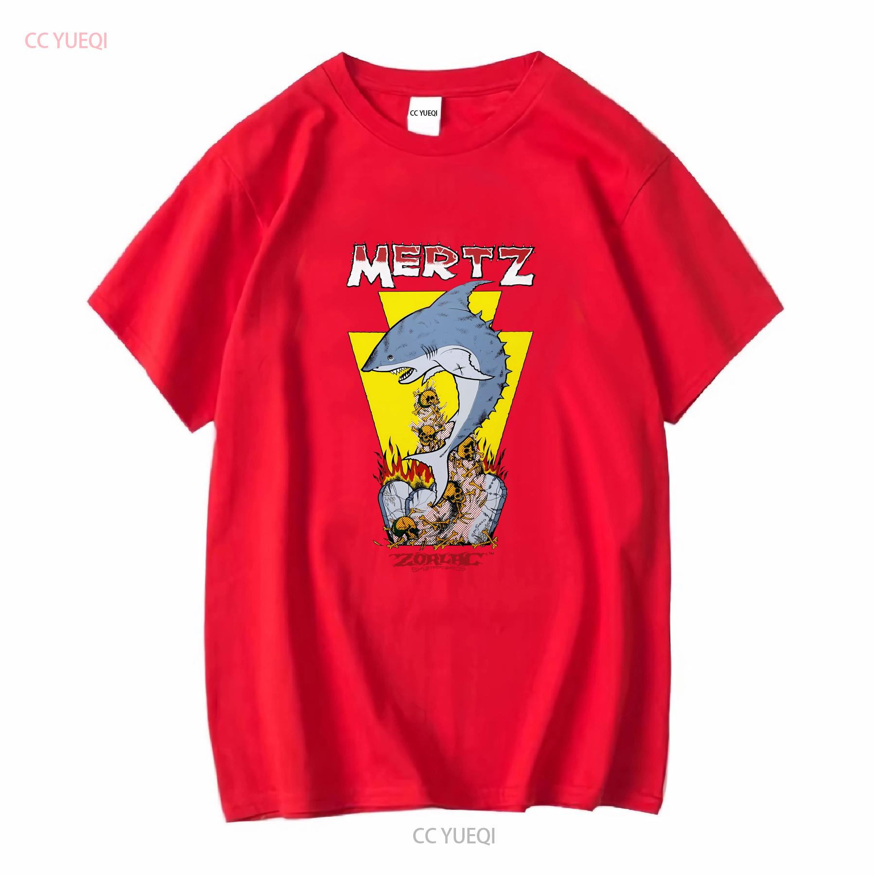 Mertz great white shark ZORLAC Skate retro skateboarding T Shirt design long or short sleeves vintage Washed Stylish S