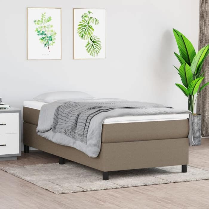 3144387 vidaXL Divan Bed with Mattress Taupe 90x190 Cm Fabric