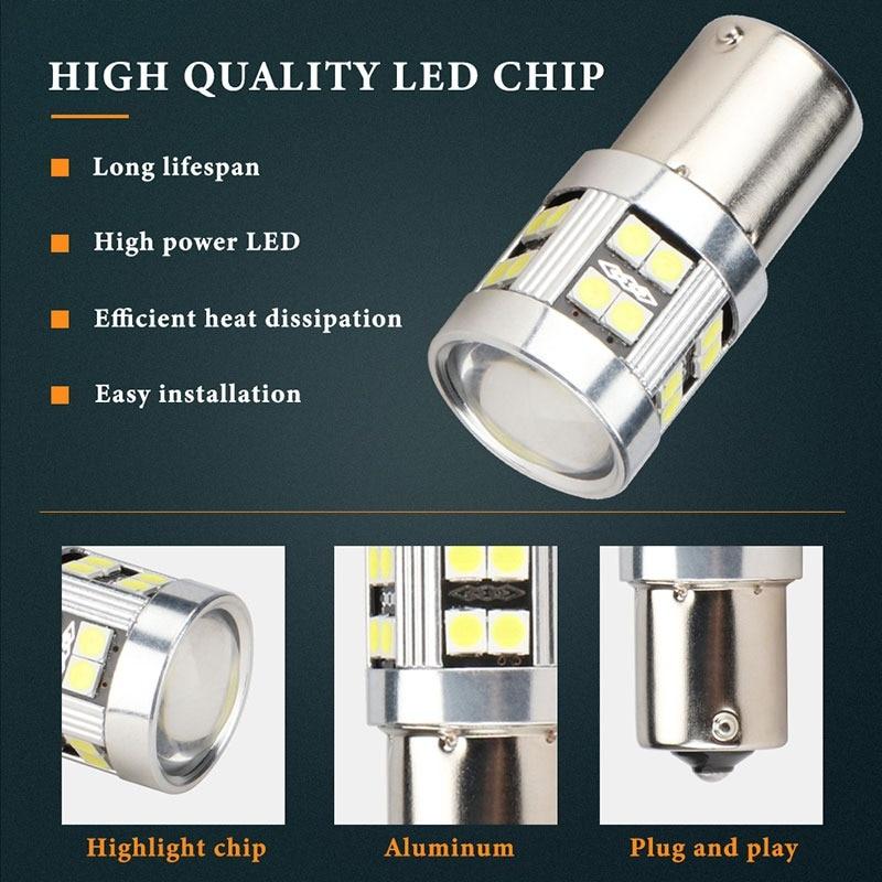 2PCS 1156 Signal Lamp PY21w Ba15s P21w LED 24SMD 3030 Canbus Car Turn Signal Light Brake Backup Light Universal 12V