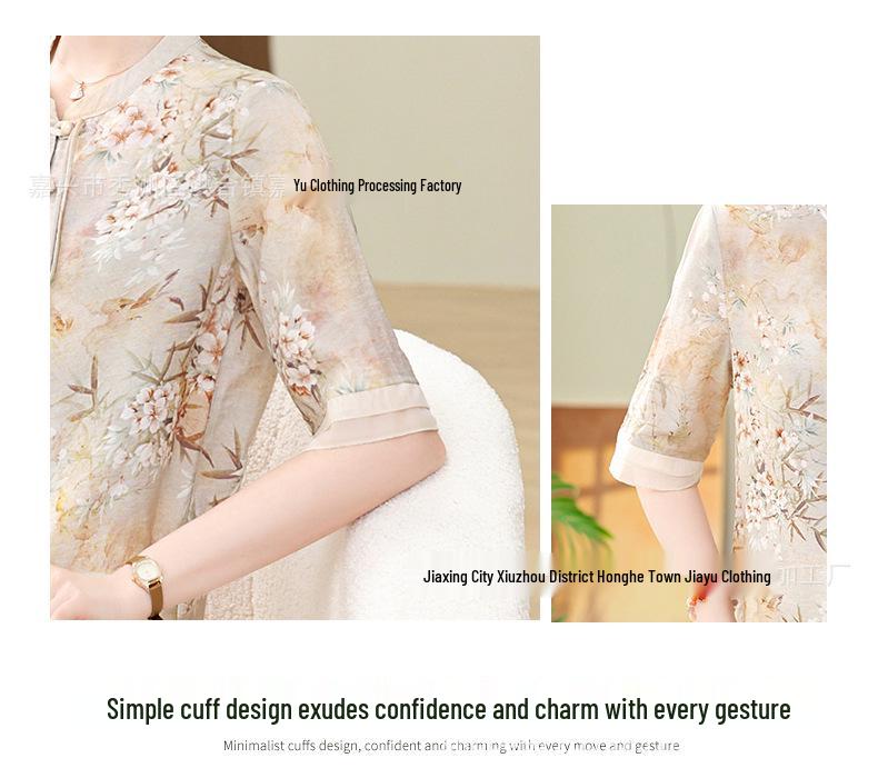 Chic Summer Chiffon Tops: Loose, Fashionable Short-Sleeves for Moms and Mature Women