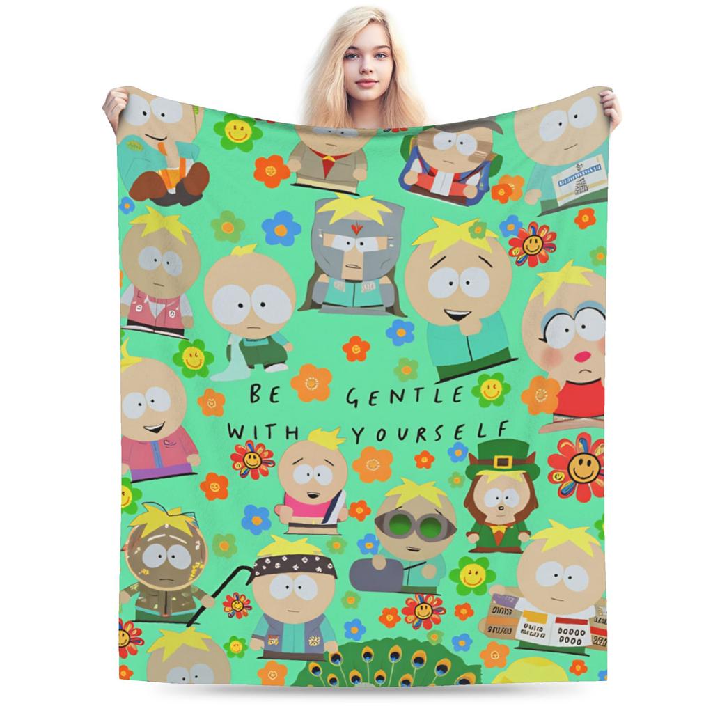 Soft Warm Blanket Southes Cartoon Parks Boy Girl Plush Throw Blanket Street Trend Couch Bed Flannel Bedspread Sofa Bed Cover
