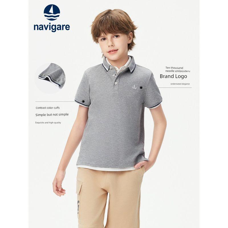 Navigare Italian Small Sailboat Kidsren's Polo Shirt 2026 Summer Thin Boys' Short-Sleeved T-Shirt Top