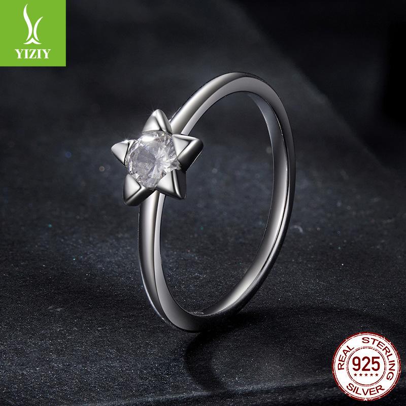 Star 30 Point Mozzarella Diamond Ring, Classic Star Set 925 Sterling Silver Ring Ring