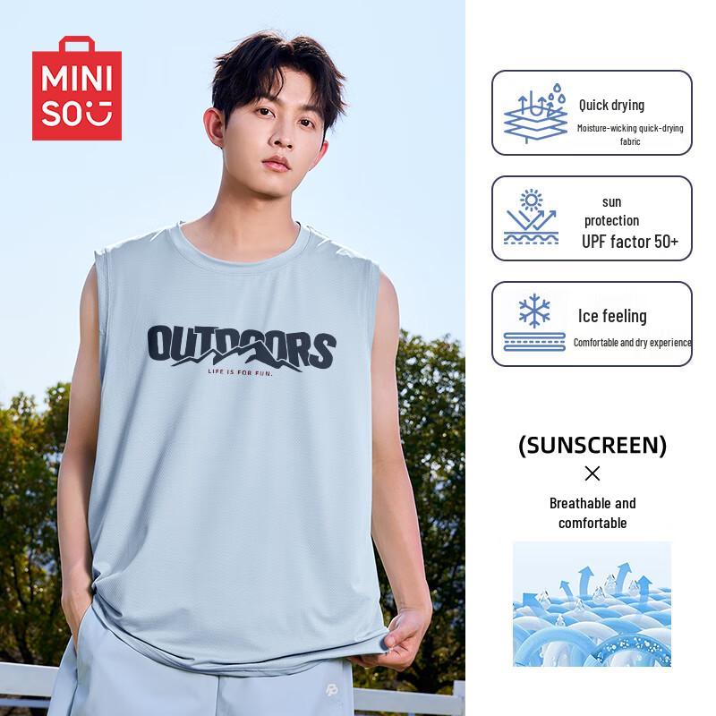 

MINISO Men s Summer Quick-Dry Mesh Basketball Training Tank Top L