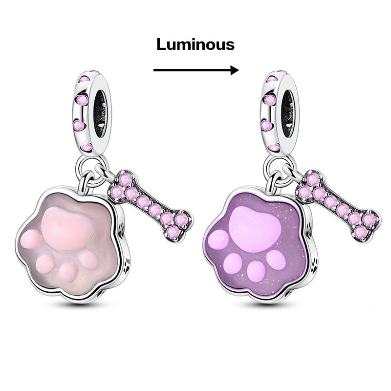 Lnlaid With Zircon Crown Charm Beads Copper Pink Robot Poodle Dangle For Original Braceletccharms Pendant Jewelry
