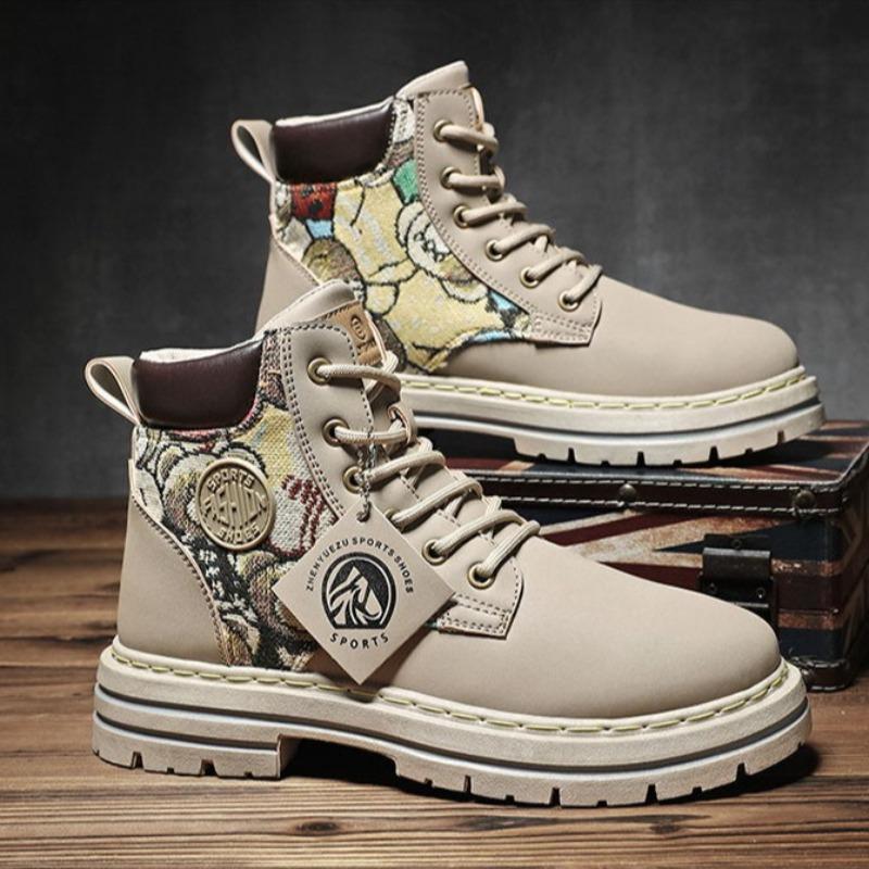 Fashion Fashion Shoes for Mens Retro Canvas Working High Top Boots Men's Ankle Boots Outdoor Street Style Platform Boots Botas Masculino