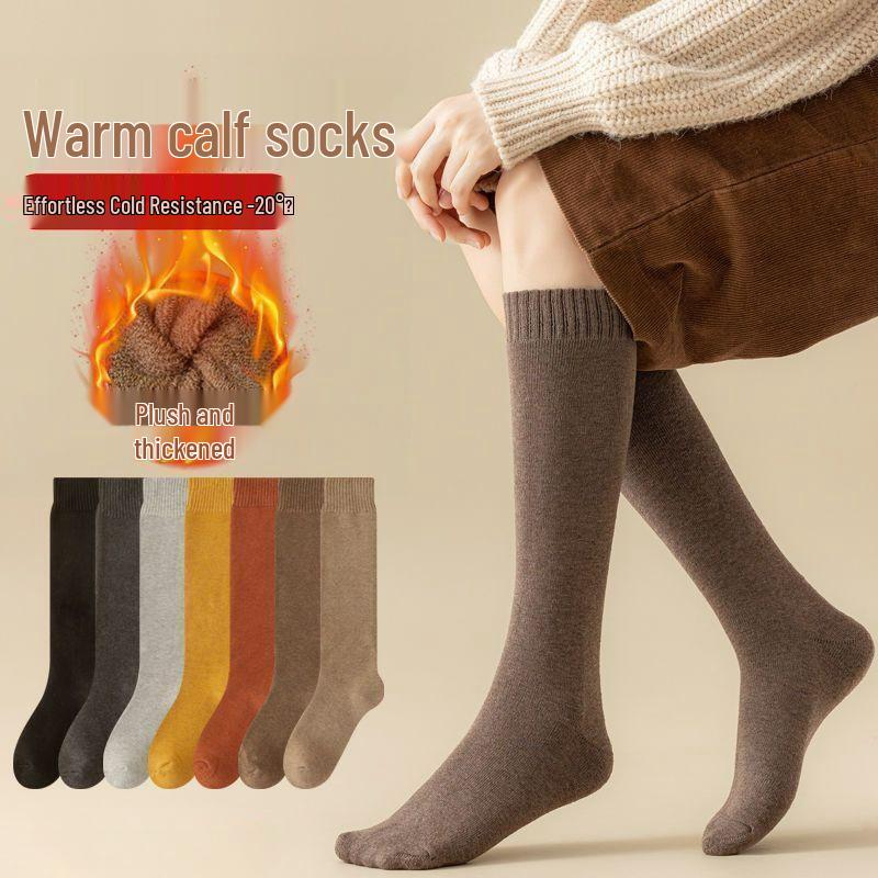 Thickened Velvet Warm Knee-High Compression Socks for Women - Slimming Long Winter Socks